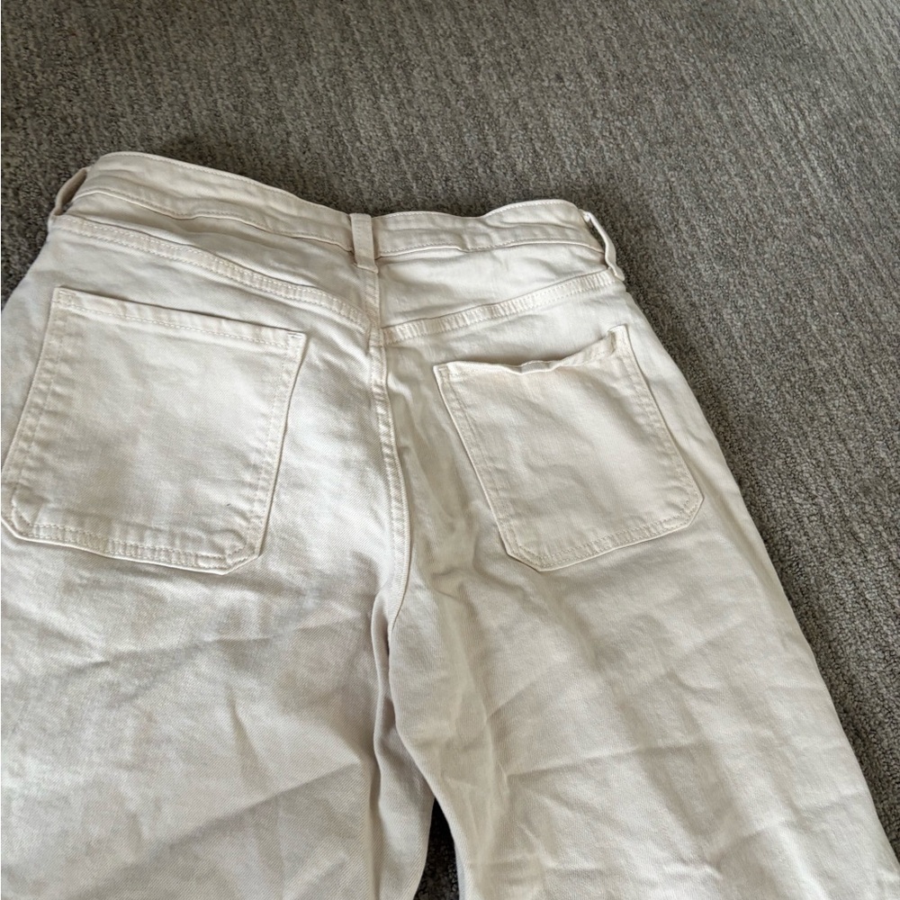 Old Navy Cream Wide-Leg Jeans High-Waisted OG Loose - Picture 7 of 9